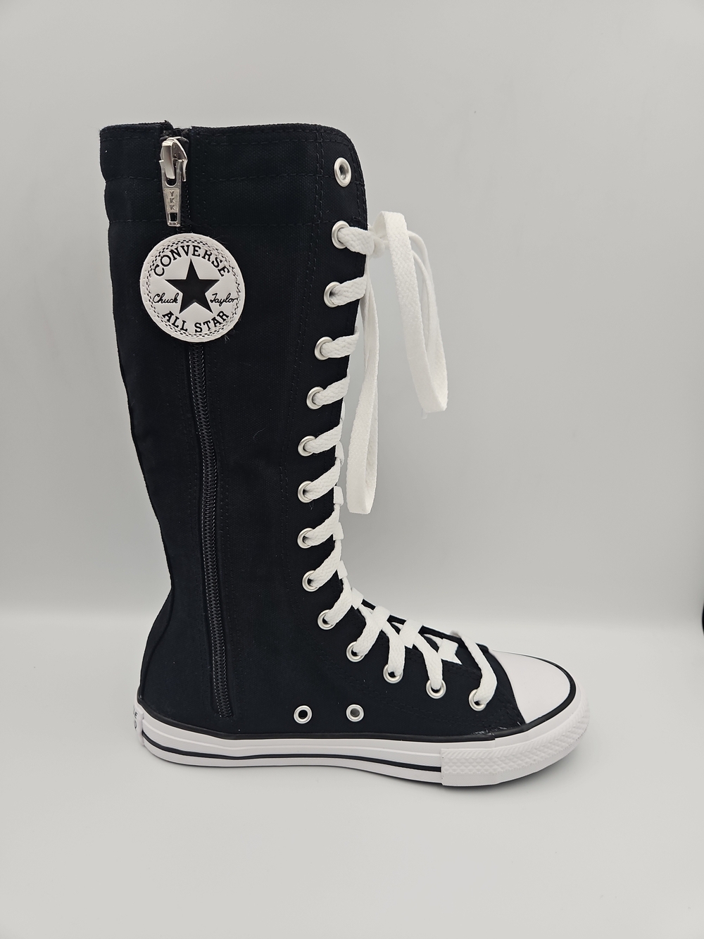 Converse Black Tall Lace-Up Kids' Sneakers with White Trim - Picture 6 of 8